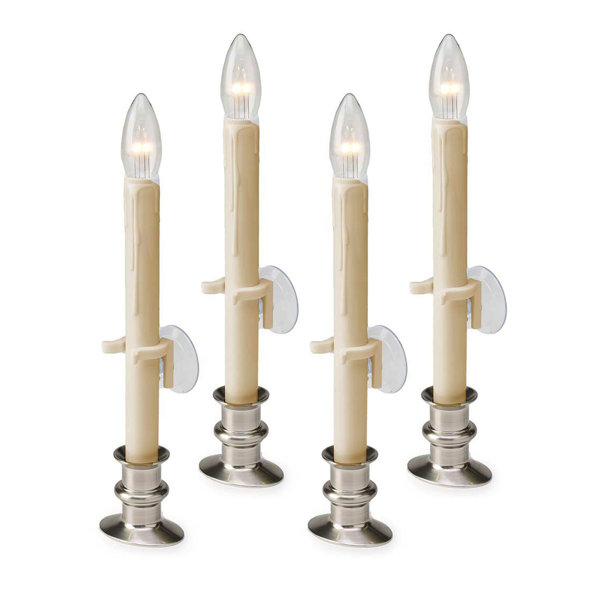 Evergreen Enterprises, Inc. Unscented Flameless Taper Candle with Metal